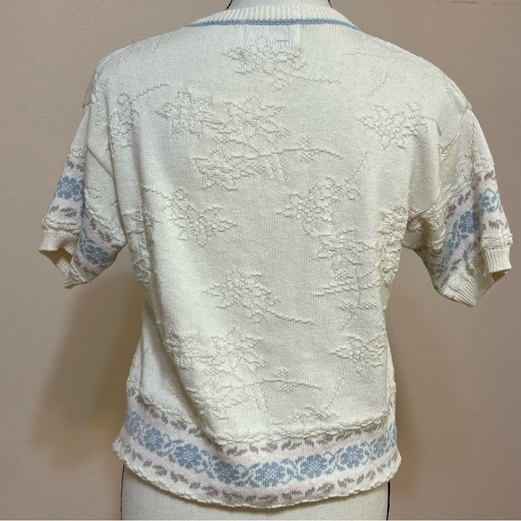 Classic Blues Collection Short Sleeve Pullover Granny Core Sweater size Small - Picture 8 of 11
